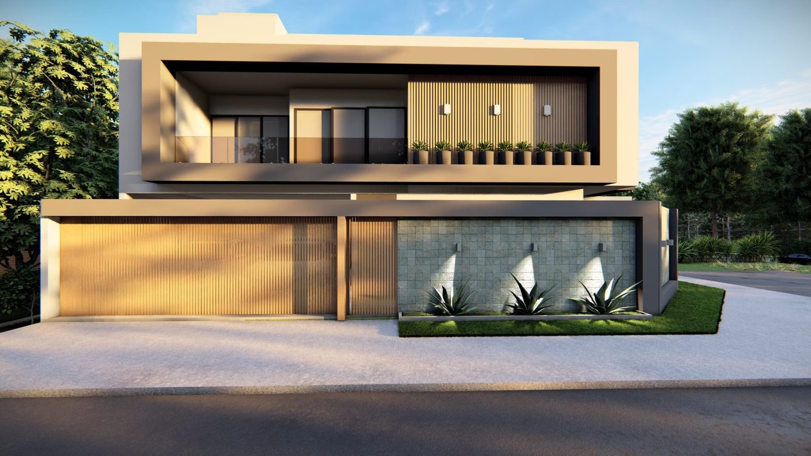 Render exterior de moradia unifamiliar