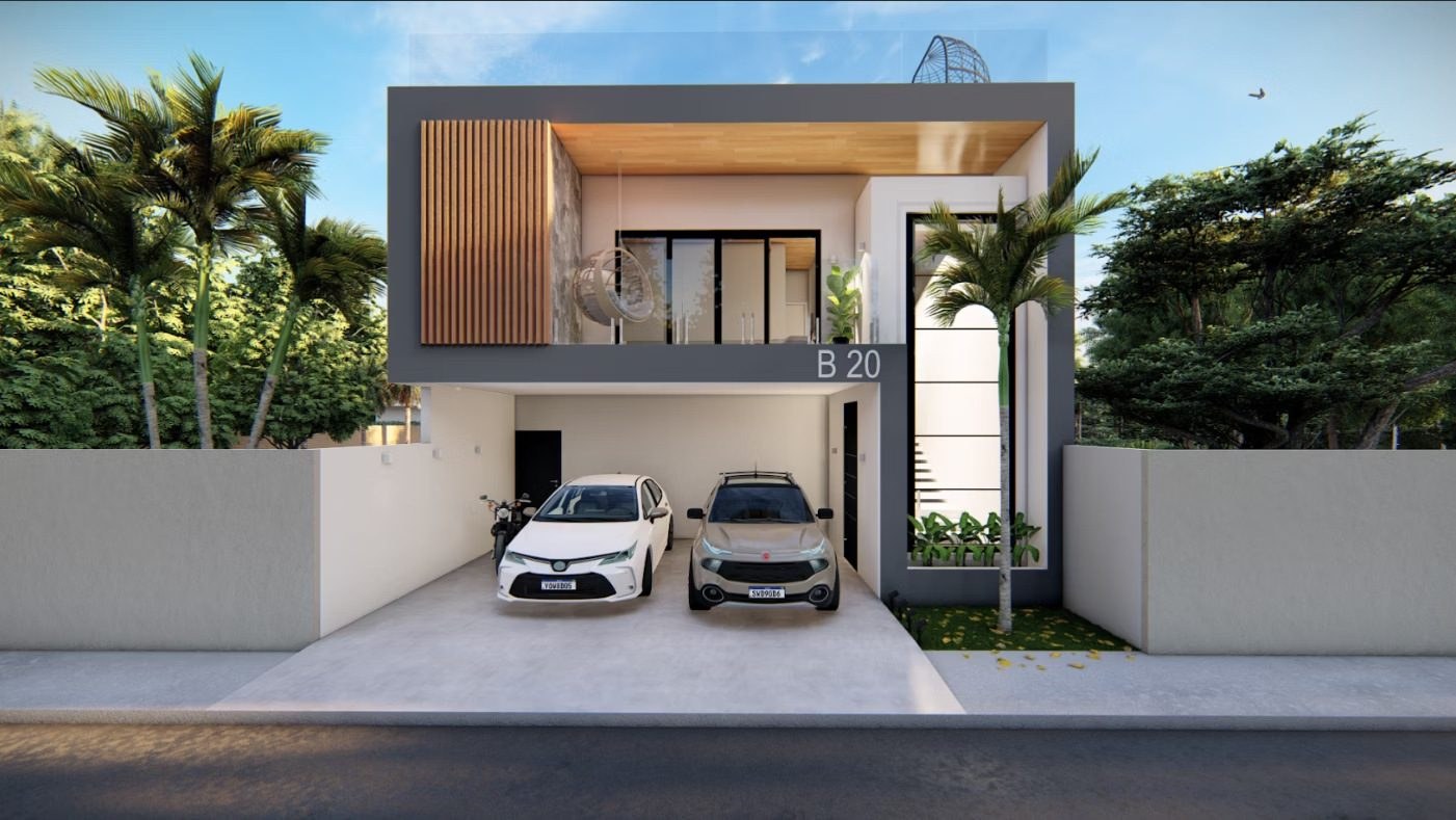 Render exterior de moradia com terraço